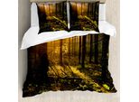 Abakuhaus Copripiumino Naturale, Misty Morning Sun Rays, Antiacaro, Adatto A Chi Soffre Di Allergie, Con Federe, 155 Cm X 220 Cm - 80 X 80 Cm, Marrone Verde Felce