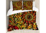 Abakuhaus Copripiumino Colorato, Motivo Floreale Astratto, Antiacaro, Adatto A Chi Soffre Di Allergie, Con Federe, 200 Cm X 200 Cm - 80 X 80 Cm, Multicolore