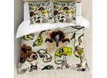Abakuhaus Set Copripiumino Per Letti Matrimoniali, Scheletro Icone Gotiche, Antiacaro, Adatto A Chi Soffre Di Allergie, Con Federe, Multicolore