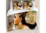 Abakuhaus Copripiumino Egiziano, Regina Cleopatra, Antiacaro, Adatto A Chi Soffre Di Allergie, Con Federe, 200 Cm X 200 Cm - 80 X 80 Cm, Multicolore