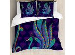 Abakuhaus Copripiumino Etnico, Piume Di Uccello Orientali, Antiacaro, Adatto A Chi Soffre Di Allergie, Con Federe, 155 Cm X 220 Cm - 80 X 80 Cm, Viola, Verde E Blu