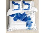 Abakuhaus Copripiumino Blu, Orchidea Sposa, Antiacaro, Adatto A Chi Soffre Di Allergie, Con Federe, 155 Cm X 220 Cm - 80 X 80 Cm, Viola, Blu, Bianco