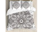 Abakuhaus Set Copripiumino Mandala Per Letti Matrimoniali, Stile Psichedelico Orientale, Antiacaro, Adatto A Chi Soffre Di Allergie, Con Federe, Bianco E Nero