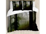 Abakuhaus Copripiumino Wald, Mysterious Woods Foggy, Antiacaro, Adatto A Chi Soffre Di Allergie, Con Federe, 155 Cm X 220 Cm - 80 X 80 Cm, Bianco Verde Marrone