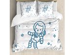 Abakuhaus Copripiumino Per Gatti, Gatto Astronauta Nello Spazio, Antiacaro, Adatto A Chi Soffre Di Allergie, Con Federe, 200 Cm X 200 Cm - 80 X 80 Cm, Blu Scuro