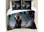 Abakuhaus Copripiumino Fantasia, Cavaliere Medievale Dwarf, Antiacaro, Adatto A Chi Soffre Di Allergie, Con Federe, 155 Cm X 220 Cm - 80 X 80 Cm, Multicolore
