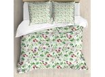 Abakuhaus Copripiumino Naturale, Foglie Di Lampone E Petali Di Fiori, Antiacaro, Adatto A Chi Soffre Di Allergie, Con Federe, 200 Cm X 200 Cm - 80 X 80 Cm, Rosa, Verde Felce, Viola