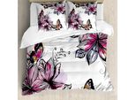 Abakuhaus Copripiumino Con Fiori, Blooms Botanik Colorato, Antiacaro Adatto A Chi Soffre Di Allergie Con Federe, 200 Cm X 200 Cm - 80 X 80 Cm, Multicolore