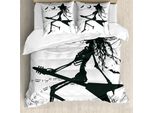 Abakuhaus Copripiumino Musicale, Strega Con Chitarra, Antiacaro, Adatto A Chi Soffre Di Allergie, Con Federe, 155 Cm X 220 Cm - 80 X 80 Cm, Bianco E Nero