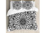 Abakuhaus Copripiumino Mandala, Eastern Cosmos, Antiacaro, Adatto A Chi Soffre Di Allergie, Con Federe, 200 Cm X 200 Cm - 80 X 80 Cm, Bianco E Nero