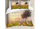 Abakuhaus Copripiumino Naturale, Margherita-Albero Nebbia, Antiacaro, Adatto A Chi Soffre Di Allergie, Con Federe, 155 Cm X 220 Cm - 80 X 80 Cm, Multicolore