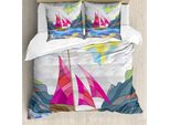 Abakuhaus Copripiumino Moderno, Sun Segelboot Vitray, Antiacaro, Adatto A Chi Soffre Di Allergie, Con Federe, 200 Cm X 200 Cm - 80 X 80 Cm, Multicolore