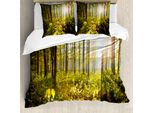 Abakuhaus Copripiumino Wald, Raggi Di Sole Woods Fogliame, Antiacaro, Adatto A Chi Soffre Di Allergie, Con Federe, 155 Cm X 220 Cm - 80 X 80 Cm, Verde, Giallo, Marrone