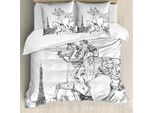 Abakuhaus Copripiumino Antico, Francia, Antiacaro, Adatto A Chi Soffre Di Allergie, Con Federe, 200 Cm X 200 Cm - 80 X 80 Cm, Bianco E Nero