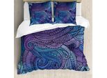 Abakuhaus Copripiumino Astratto, Paisley Ispirato All'oceano, Antiacaro, Adatto A Chi Soffre Di Allergie, Con Federe, 155 Cm X 220 Cm - 80 X 80 Cm, Viola-Blu