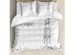 Abakuhaus Copripiumino Traum, Traum Raum Liebhaber WöRter, Antiacaro, Adatto A Chi Soffre Di Allergie, Con Federe, 200 Cm X 200 Cm - 80 X 80 Cm, Bianco E Nero