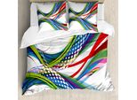 Abakuhaus Copripiumino Colorato, Abstract Wave Ombre, Antiacaro, Adatto A Chi Soffre Di Allergie, Con Federe, 155 Cm X 220 Cm - 80 X 80 Cm, Multicolore