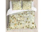 Abakuhaus Copripiumino Floreale, Motivo Vintage Retrò A Vortici, Antiacaro E Anallergico, Con Federe, 155 Cm X 220 Cm - 80 X 80 Cm, Verde Pistacchio E Bianco