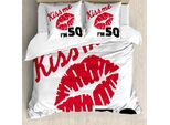 Abakuhaus 50° Compleanno Copripiumino, Alter 50 KüSsen Mich, Antiacaro, Adatto A Chi Soffre Di Allergie, Con Federe, 200 Cm X 200 Cm - 80 X 80 Cm, Rosso, Nero, Bianco