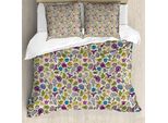 Abakuhaus Copripiumino Con Caricatura, Creature Marine E Conchiglie, Antiacaro, Adatto A Chi Soffre Di Allergie, Con Federe, 200 Cm X 200 Cm - 80 X 80 Cm, Multicolore