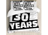Abakuhaus 30° Compleanno Copripiumino, Slogan Divertente, Antiacaro, Adatto A Chi Soffre Di Allergie, Con Federe, 200 Cm X 200 Cm - 80 X 80 Cm, Bianco E Nero