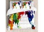Abakuhaus Copripiumino Colorato, Mappa Del Mondo Astratta, Antiacaro, Adatto A Chi Soffre Di Allergie, Con Federe, 155 Cm X 220 Cm - 80 X 80 Cm, Multicolore