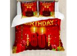 Abakuhaus 60° Compleanno Copripiumino, Torta Di Compleanno, Antiacaro, Adatto A Chi Soffre Di Allergie, Con Federe, 200 Cm X 200 Cm - 80 X 80 Cm, Multicolore