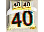 Abakuhaus 40° Compleanno Copripiumino, Invito Vintage, Antiacaro, Adatto A Chi Soffre Di Allergie, Con Federe, 155 Cm X 220 Cm - 80 X 80 Cm, Multicolore