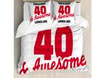 Abakuhaus 40° Compleanno Copripiumino, 40 Tema Colori Tenui, Antiacaro, Adatto A Chi Soffre Di Allergie, Con Federe, 200 Cm X 200 Cm - 80 X 80 Cm, Rosa-Nero-Bianco