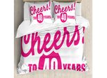 Abakuhaus 40° Compleanno Copripiumino, Cheery Gruß, Antiacaro, Adatto A Chi Soffre Di Allergie, Con Federe, 200 Cm X 200 Cm - 80 X 80 Cm, Rosa Bianco