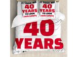 Abakuhaus 40° Compleanno Set Copripiumino Per Letti Matrimoniali, Quaranta Aspetto Gradevole, Antiacaro Adatto A Chi Soffre Di Allergie Con Federe, Corallo Scuro Bianco Nero