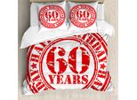 Abakuhaus 60° Compleanno Copripiumino, Slogan Stampato Per Il Compleanno, Antiacaro, Adatto A Chi Soffre Di Allergie, Con Federe, 155 Cm X 220 Cm - 80 X 80 Cm, Rosso E Bianco