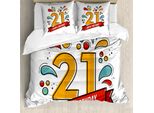 Abakuhaus 21° Compleanno Copripiumino, Digital-21 Compleanno, Antiacaro, Adatto A Chi Soffre Di Allergie, Con Federe, 155 Cm X 220 Cm - 80 X 80 Cm, Multicolore