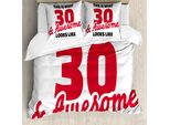 Abakuhaus 30° Compleanno Copripiumino, Parole Motivazionali, Antiacaro, Adatto A Chi Soffre Di Allergie, Con Federe, 155 Cm X 220 Cm - 80 X 80 Cm, Rosso, Nero E Bianco