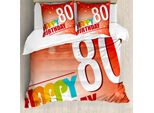 Abakuhaus Set Copripiumino Astratto Per Letti Matrimoniali, 80° Compleanno, Antiacaro, Adatto A Chi Soffre Di Allergie, Con Federe, Rosso Cinabro, Bianco E Rosso