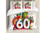 Abakuhaus 60° Compleanno Copripiumino, Birthday Castle Boot, Antiacaro, Adatto A Chi Soffre Di Allergie, Con Federe, 155 Cm X 220 Cm - 80 X 80 Cm, Multicolore