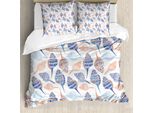 Abakuhaus Copripiumino Ocean, Motivo Astratto Con Conchiglie Marine, Antiacaro E Anallergico, Con Federe, 200 Cm X 200 Cm - 80 X 80 Cm, Blu Navy Marigold
