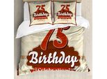 Abakuhaus Set Copripiumino Retrò Per Letti Matrimoniali, Numero Dell'età Di Compleanno, Antiacaro, Adatto A Chi Soffre Di Allergie, Con Federe, Grigio Bianco Scarlatto Marrone