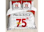 Abakuhaus 75° Compleanno Copripiumino, Festa Di Compleanno Reale, Antiacaro Adatto A Chi Soffre Di Allergie Con Federe, 200 Cm X 200 Cm - 80 X 80 Cm, Multicolore