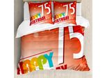 Abakuhaus 75° Compleanno Copripiumino, Età 75, Antiacaro, Adatto A Chi Soffre Di Allergie, Con Federe, 200 Cm X 200 Cm - 80 X 80 Cm, Multicolore