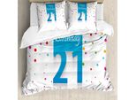 Abakuhaus Set Copripiumino Colorato Per Letti Matrimoniali, Citazione "Buon Compleanno"", Antiacaro, Adatto A Chi Soffre Di Allergie, Con Federe, Multicolore"