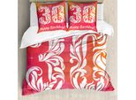 Abakuhaus 30° Compleanno Copripiumino, 30° Compleanno, Antiacaro, Adatto A Chi Soffre Di Allergie, Con Federe, 155 Cm X 220 Cm - 80 X 80 Cm, Rosa Arancione Bianco