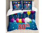Abakuhaus Set Copripiumino Colorato Per Letti Matrimoniali, Citazione "Buon Compleanno"", Antiacaro, Adatto A Chi Soffre Di Allergie, Con Federe, Multicolore"