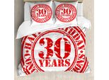 Abakuhaus 30° Compleanno Copripiumino, Timbro Di Compleanno Grunge, Antiacaro, Adatto A Chi Soffre Di Allergie, Con Federe, 155 Cm X 220 Cm - 80 X 80 Cm, Rosso E Bianco