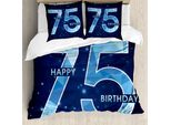 Abakuhaus 75° Compleanno Copripiumino, Tema Compleanno Stelle, Antiacaro, Adatto A Chi Soffre Di Allergie, Con Federe, 155 Cm X 220 Cm - 80 X 80 Cm, Blu Scuro Azzurro