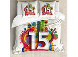 Abakuhaus 15° Compleanno Copripiumino, Fifteenth Birthday, Antiacaro, Adatto A Chi Soffre Di Allergie, Con Federe, 200 Cm X 200 Cm - 80 X 80 Cm, Multicolore