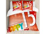 Abakuhaus 15° Compleanno Copripiumino, Tema 15° Compleanno, Antiacaro, Adatto A Chi Soffre Di Allergie, Con Federe, 155 Cm X 220 Cm - 80 X 80 Cm, Multicolore
