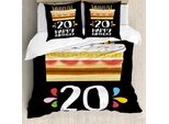 Abakuhaus 20° Compleanno Copripiumino, Candeline Per Torte Di Compleanno, Antiacaro E Anallergico Con Federe, 155 Cm X 220 Cm - 80 X 80 Cm, Multicolore