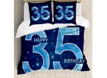 Abakuhaus 35° Compleanno Copripiumino, Thirthy 5 Moderno, Antiacaro, Adatto A Chi Soffre Di Allergie, Con Federe, 200 Cm X 200 Cm - 80 X 80 Cm, Blu Scuro Azzurro