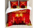 Abakuhaus 31° Compleanno Copripiumino, Torta Di Compleanno, Antiacaro, Adatto A Chi Soffre Di Allergie, Con Federe, 200 Cm X 200 Cm - 80 X 80 Cm, Multicolore